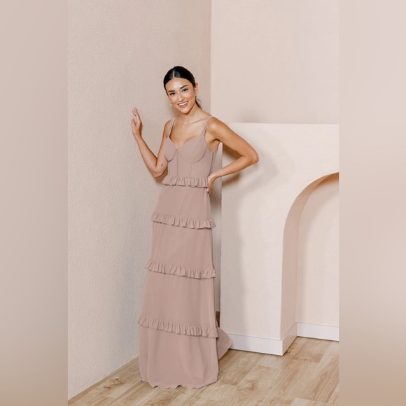 Revelry Sloane Chiffon Dress (Latte) - Picture 1 of 7